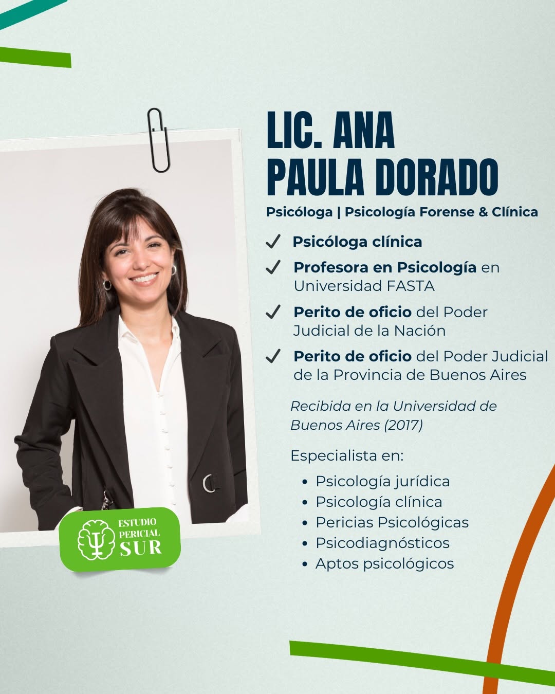 Lic. Ana Paula Dorado - Psicóloga Forense UBA y Perita PJN/PBA